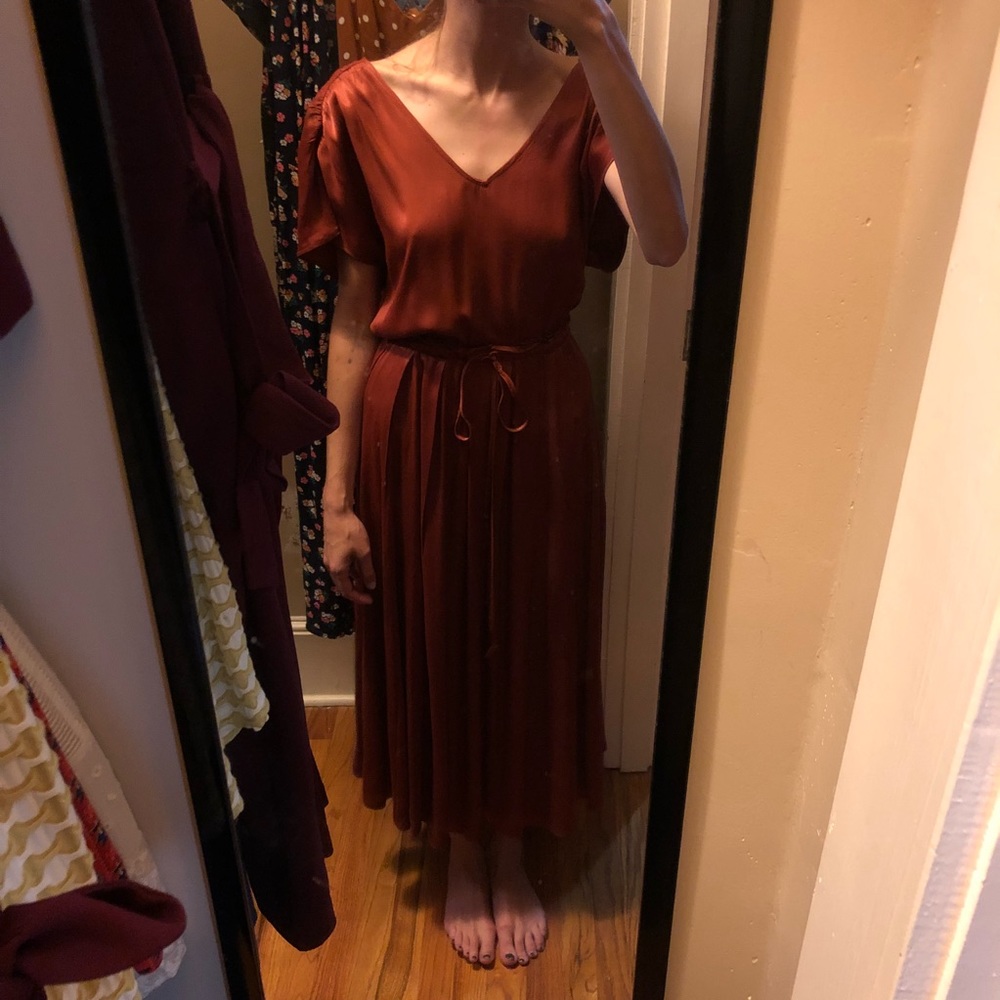 Satin Free People midi dress - Picture 6 of 8